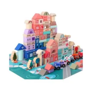 Set de constructie Orasul Micului Arhitect 115 piese din lemn