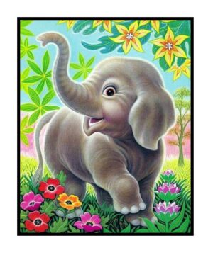 Set pictura dupa numere, Micul Elefant, Tablou 20 x 30 cm