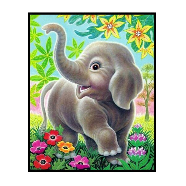Set pictura dupa numere, Micul Elefant, Tablou 20 x 30 cm