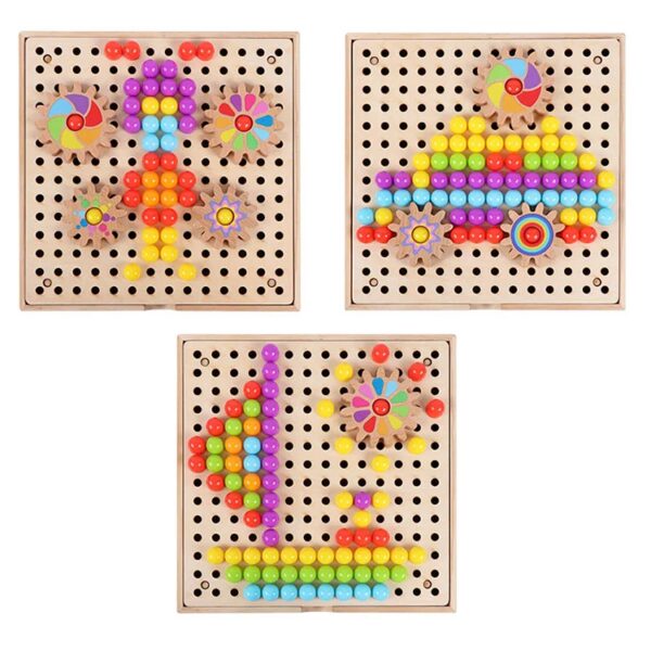 Joc de creatie tip mozaic pixel din lemn cu pini peg, multicolor, 200 piese