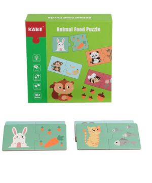 Joc educativ, puzzle asociere animalut-hrana, Kabi