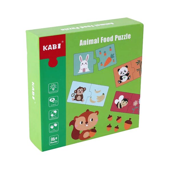 Joc educativ, puzzle asociere animalut-hrana, Kabi