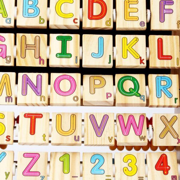 Jucarie educativa din lemn cu abac, alfabetar si tablita, multicolora, + 3 ani