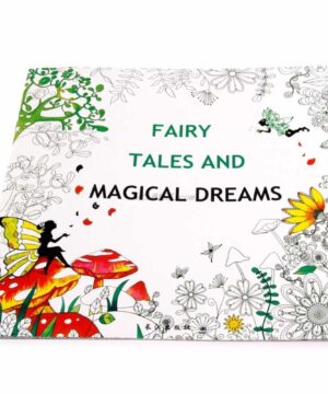 Set carte de colorat antistres si creioane colorate pentru copii si adulti, Fairy Tales and Magical Dreams