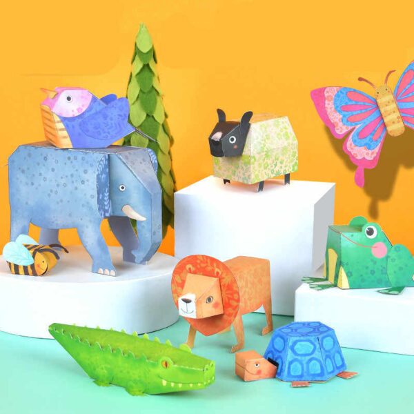 Set creativ Origami 10 animale din hartie, Mideer, + 5 ani