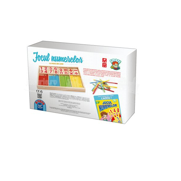 Joc educativ, Jocul numerelor cu piese din lemn + Jocul numerelor clasic cadou, multicolor, 5-8 ani