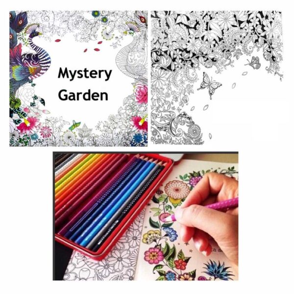 Carte de colorat antistres pentru copii si adulti, Mystery Garden
