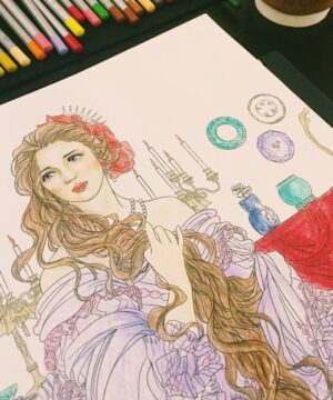 Carte de colorat antistres pentru copii si adulti, Beauty and the Beast