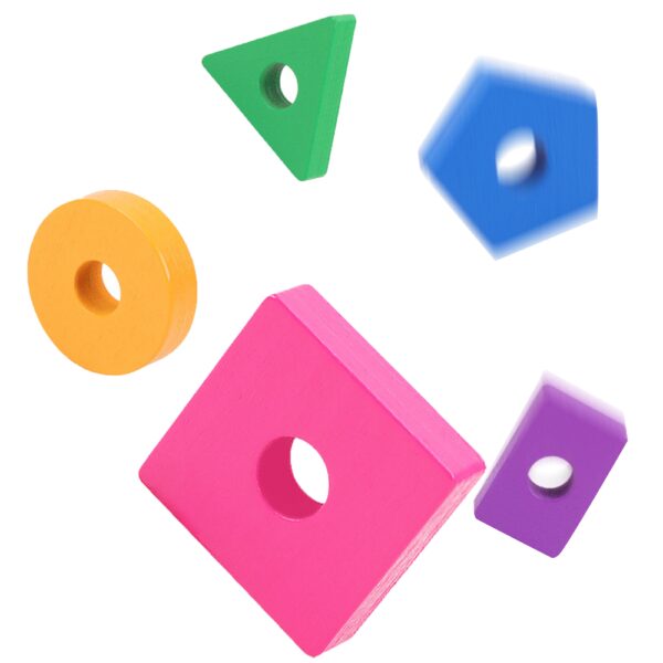 Joc educativ de sortare si stivuire forme geometrice multicolore, + 3 ani