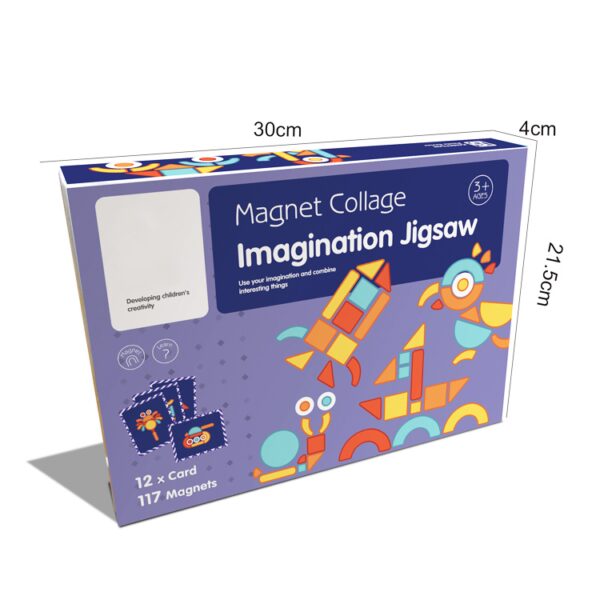 Joc educativ Carte magnetica, Colaj Imagination Jigsaw, 129 piese, + 3 ani