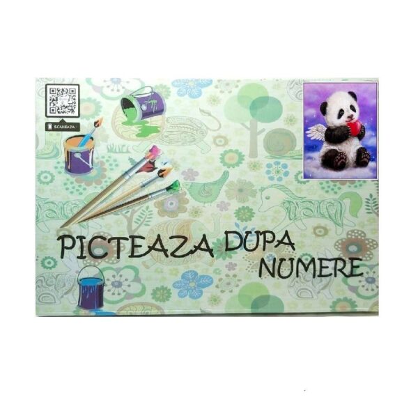 Set pictura dupa numere, Ingerasul Panda, Tablou 20 x 30 cm