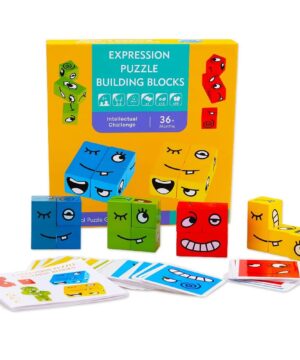 Puzzle din lemn Emotii, Expression Building Blocks, +3 ani