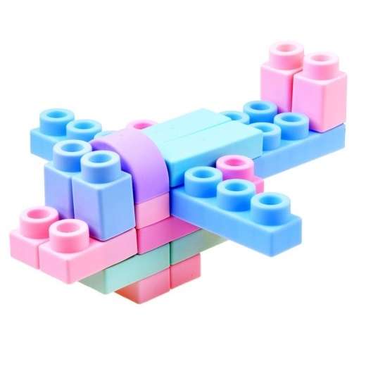 Set joc educativ 25 cuburi de construit din cauciuc siliconat multicolor, + 18 luni