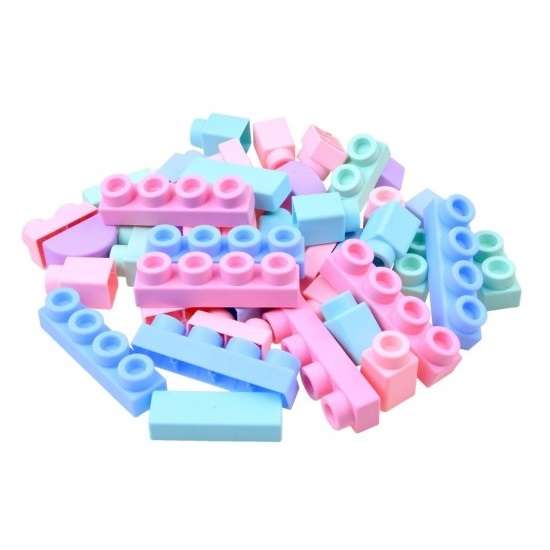 Set joc educativ 25 cuburi de construit din cauciuc siliconat multicolor, + 18 luni