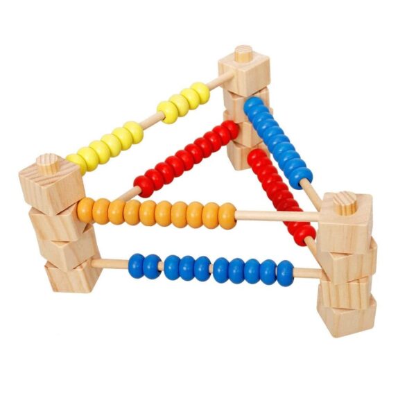 Joc educativ Abac modular din lemn cu bile colorate, + 3 ani
