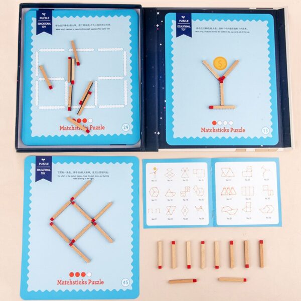Joc educativ tip Montessori, Desene cu bete de chibrituri magnetice, + 3ani
